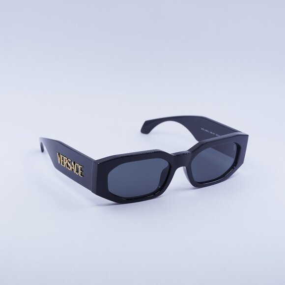 Versace VE4489U GB1/87 Sunglasses Black Rectangle Frame Grey Lenses